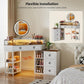 Corner Vanity Desk With Rotating Mirror Illumination