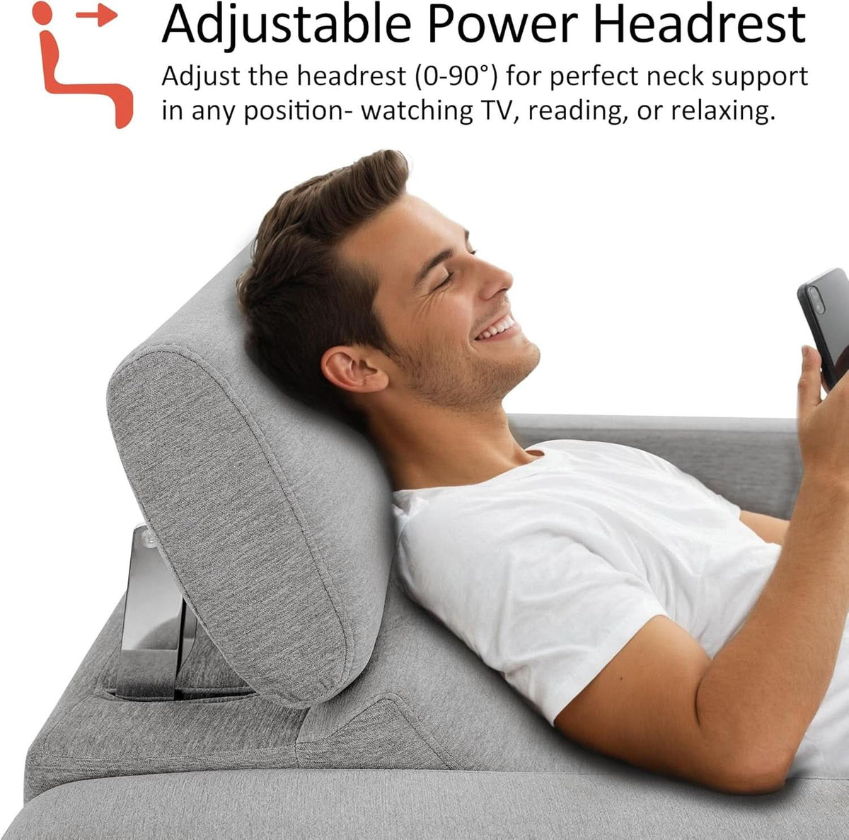 Charcoal Upholstered Power Recliner Sofa 88.6 Inches