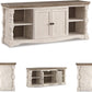 65 Inch Farmhouse TV Stand Timeless White Weathered