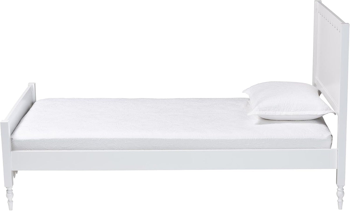 White Rubberwood Twin Platform Bed With Scalloped Edges
