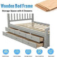 Platform Storage Bed Solid Wood Bed with 6 Drawers Twin Size