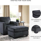 Dark Gray Modern Rectangular Chenille Upholstered Ottoman