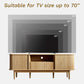 63 Inch Fluted Natural Wood TV Stand Entertainment Center