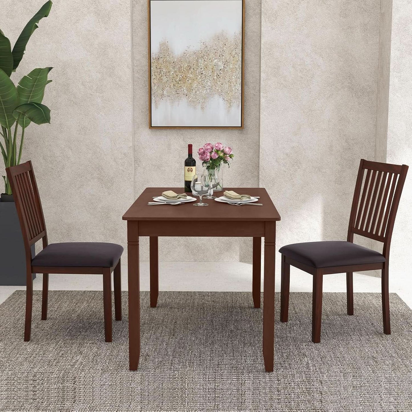 Espresso Slat Back Dining Chairs Set Of 2 For Dining Room