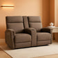Mocha Power Recliner Loveseat With Massaging For Living Room Comfort