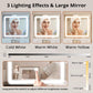 White Vanity Desk Illuminated Mirror Storage Cabinet-2