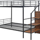 Full Over Full Metal Bunk Bed With Storage Stairs Black