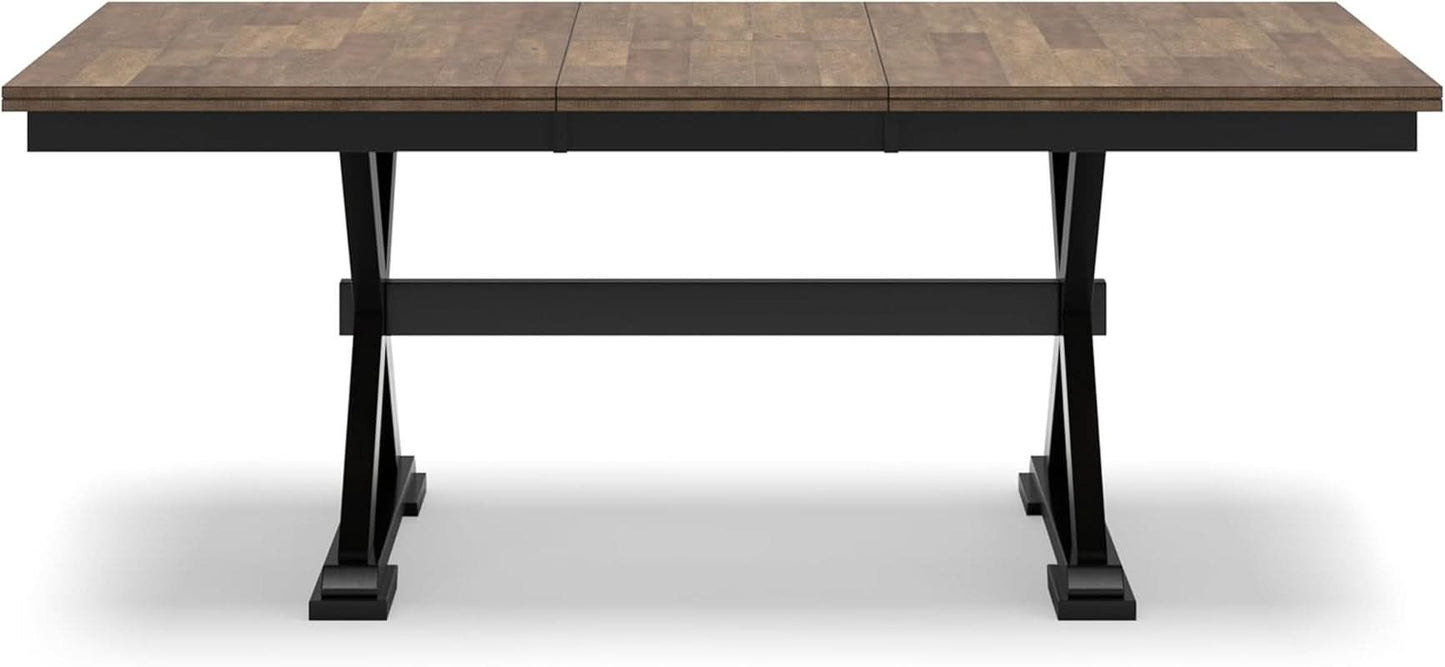 Farmhouse Dining Extension Table Butterfly Leaf 6-8 Seater Black And Dark Brown