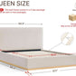 Queen Noiseless Upholstered Platform Bed Frame Slats