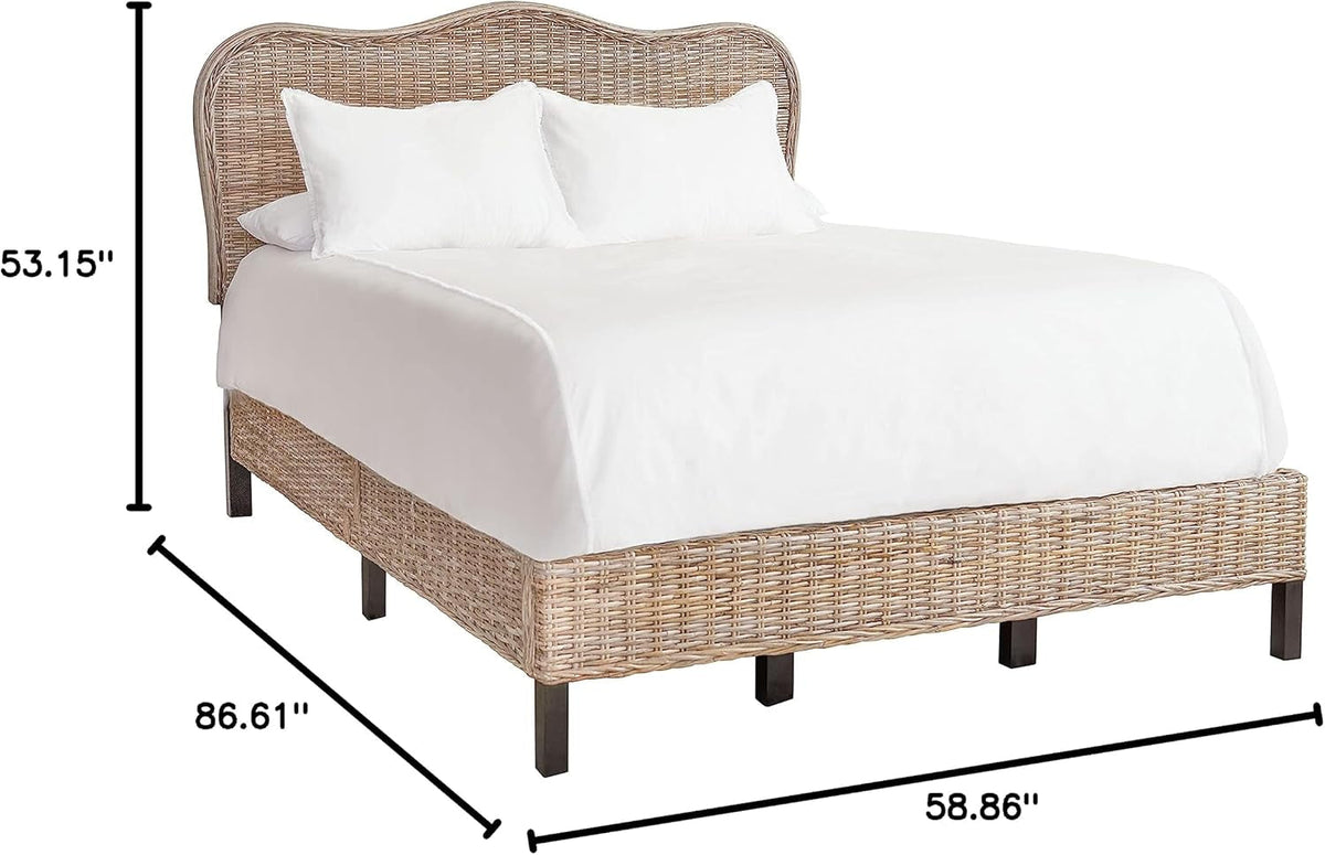 CoastalInspired Full Size Rattan Bed Headboard Grey