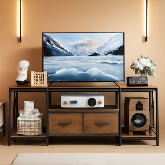 Rustic Brown TV Stand 75 Inch Entertainment Center Pro