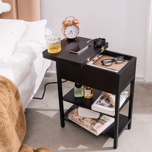 Slim Charging End Table With USB Ports And Outlets
