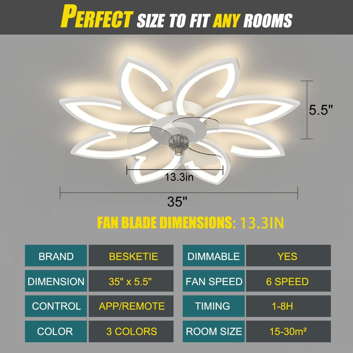 Dimmable Contemporary White Bladeless Ceiling Fan Lights