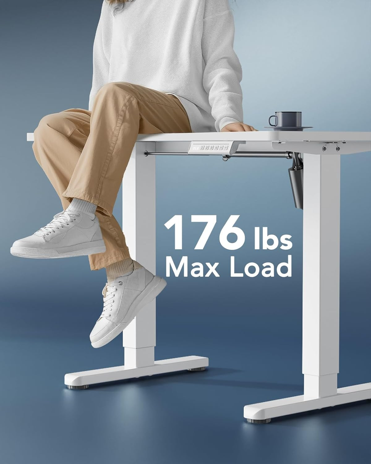Electric Standing Desk 35x20 White Height Adjustable