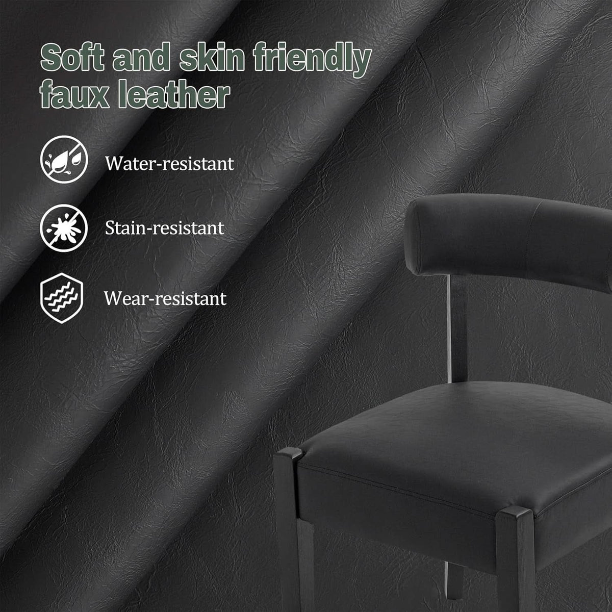 Black Faux Leather Dining Chairs Cushioned Seating