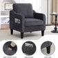 Dark Grey Mid Century Modern Accent Chair For Living Room