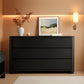 Black Six Drawer Dresser With Contemporary Woodgrain