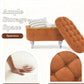 Orange Upholstered Storage Ottoman for Living Room