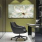 White Blossom GoldLine Wall Art Canvas 29X58 Inches