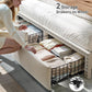 Beige Upholstered Headboard Storage Bed Frame Charging