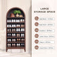 Tall Arched Brown Finish Bookcase With Adjustable Shelves
