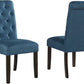 Blue Tufted Parsons Solid Wood Dining Chairs Set Of 2