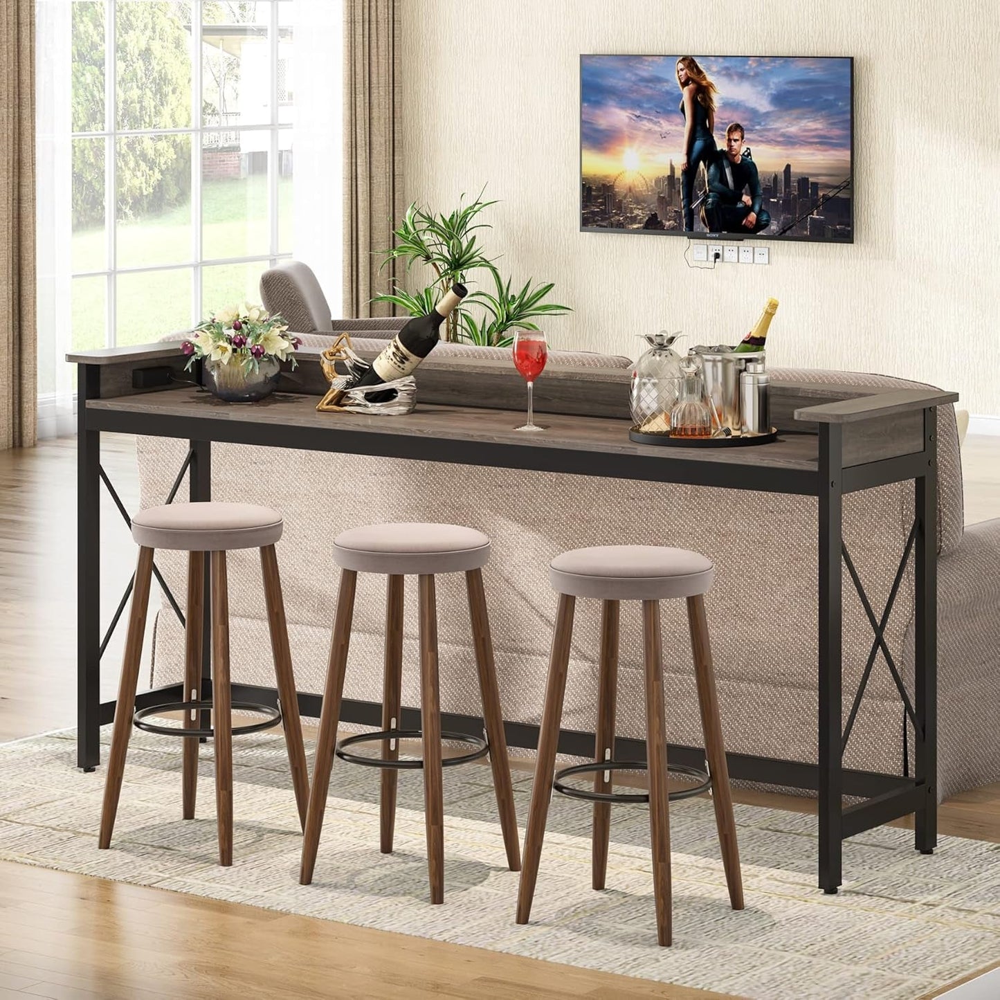 Industrial Grade Sofa Console Table With USB Outlets