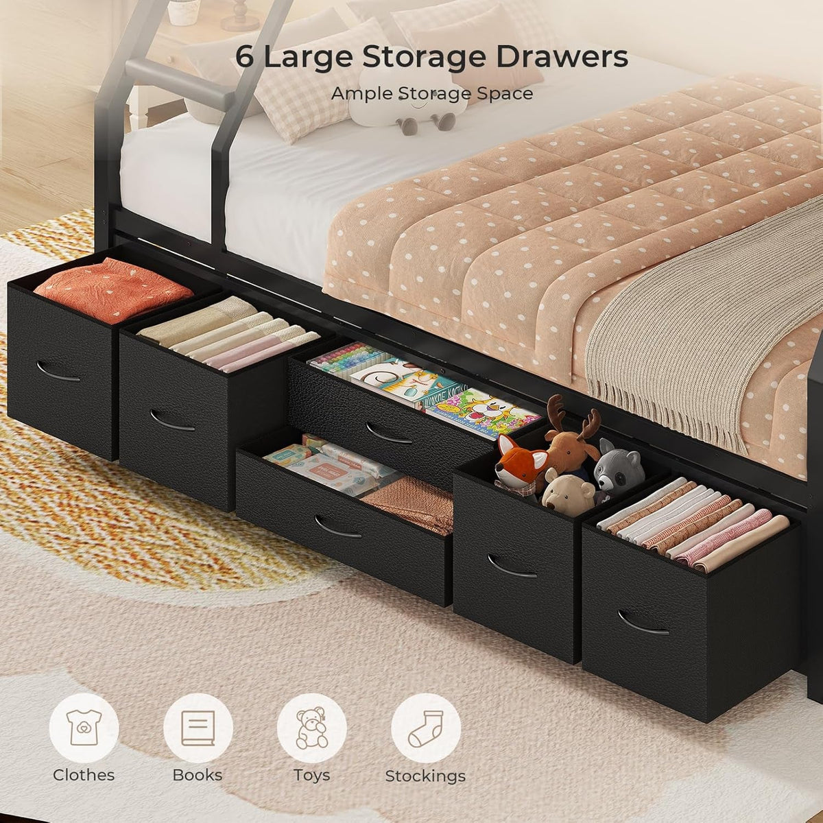 Industrial Grade Metal Twin Over Full Bunk Bed Black
