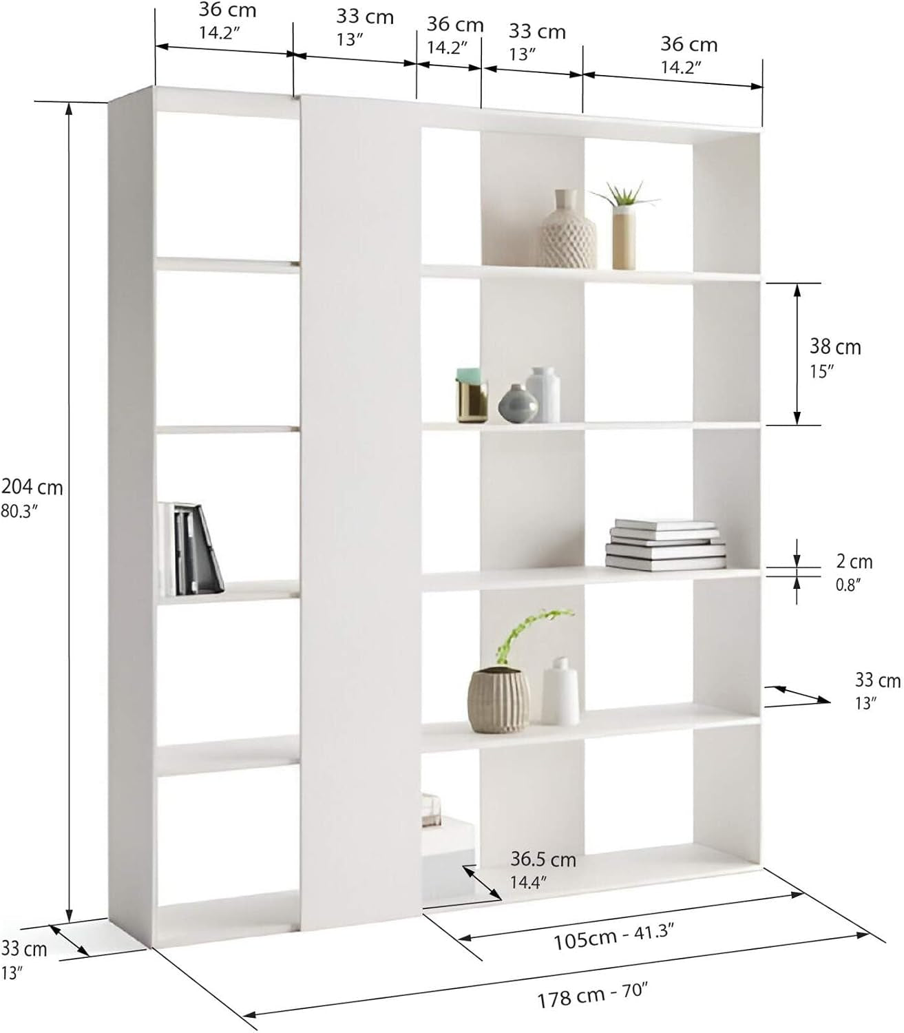 Rachele Modern Ashwood White Melamine Laminated Bookcase