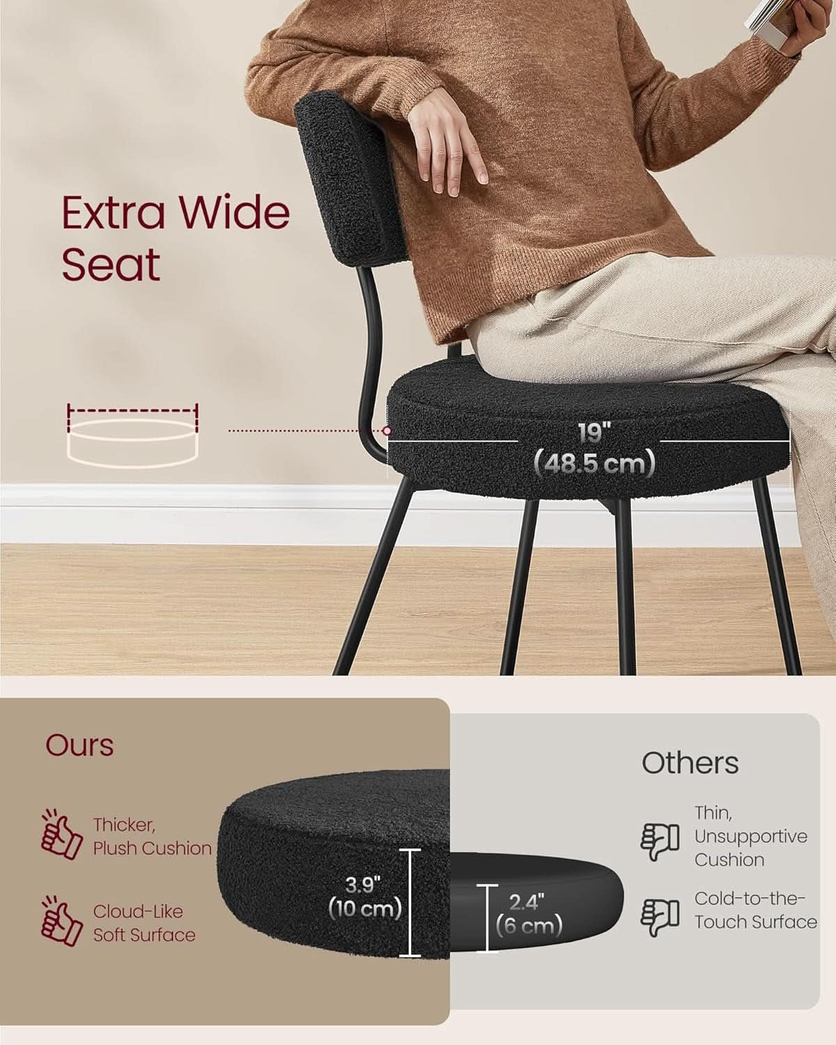 Elegant Ink Black Upholstered Dining Chairs SetOf2