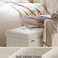 Cappuccino Beige Velvet Storage Ottoman Bench Folding