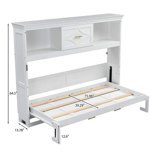 Twin Murphy Bed With Multi Compartmental Storage White