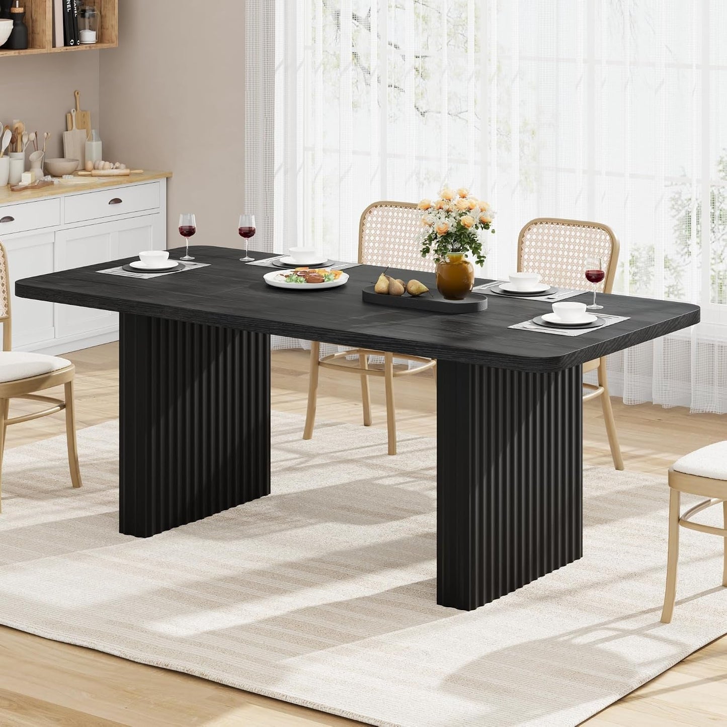 71 Industrial Dining Table Black Metal Platform