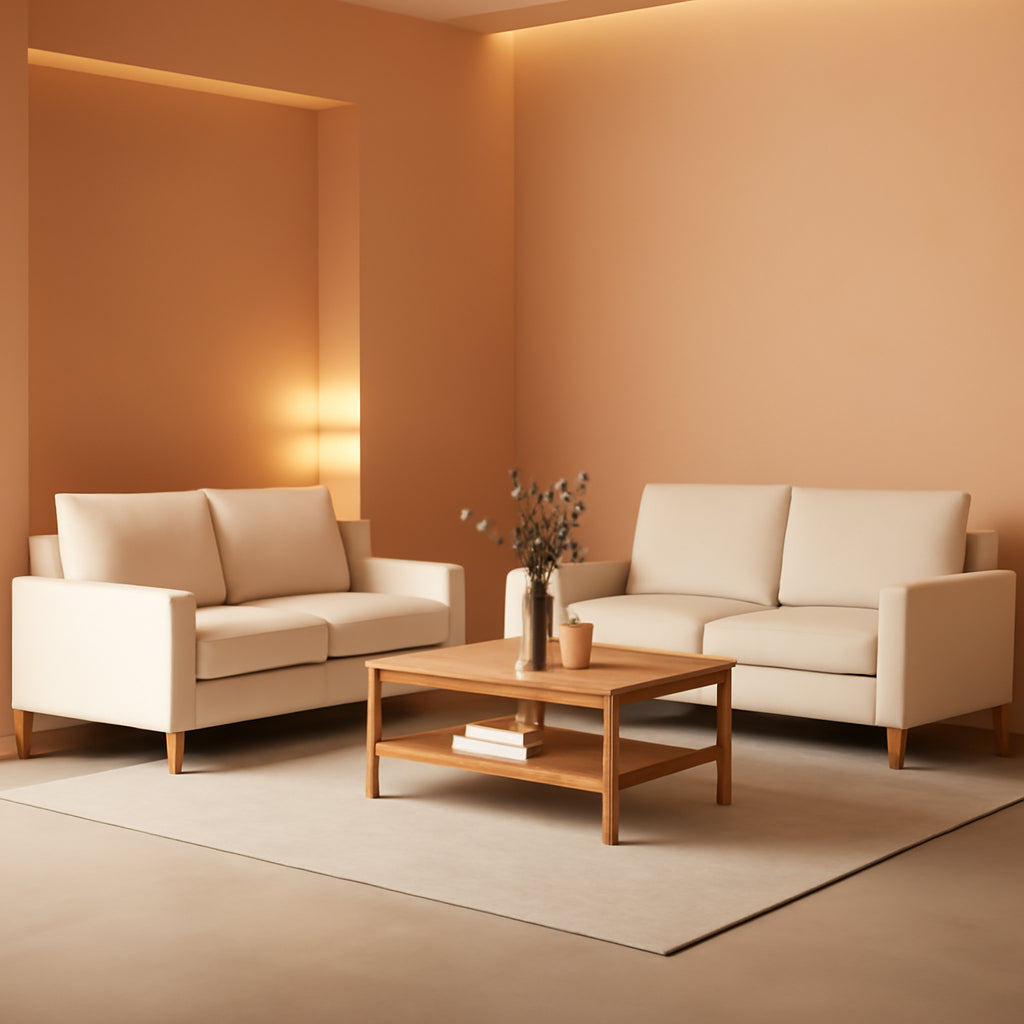Beige Chenille Sleeper Sofa Three-Seater Loveseat Set