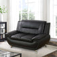 Faux Leather 3 Piece Modern Living Room Sofa Set Black