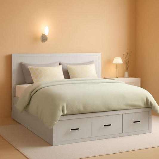 White Full Size Murphy Cabinet Bed With Integrated USB Charging
