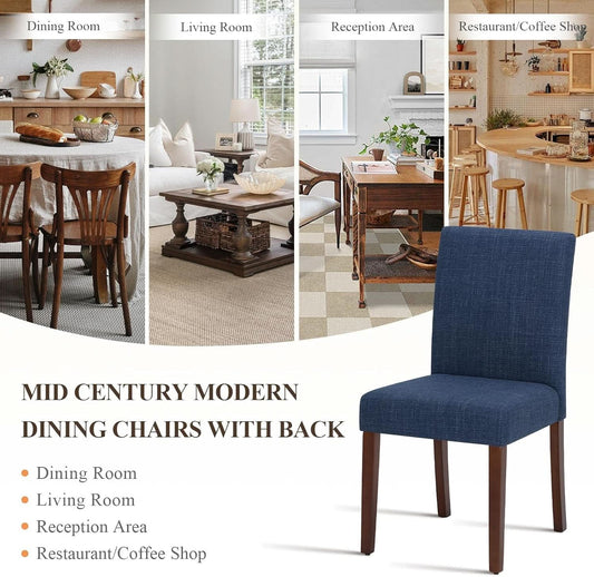 Blue Upholstered Parsons Dining Chairs Birchwood Legs