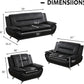 3 Piece Black Sofa Set Modern Living Room Couch Set Sofa Loveseat Chair For Home Decor