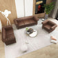 3 Piece Chesterfield Leather Sofa Set With Rolled Arms And Nailhead Trim Modern Brown Living Room Set-2