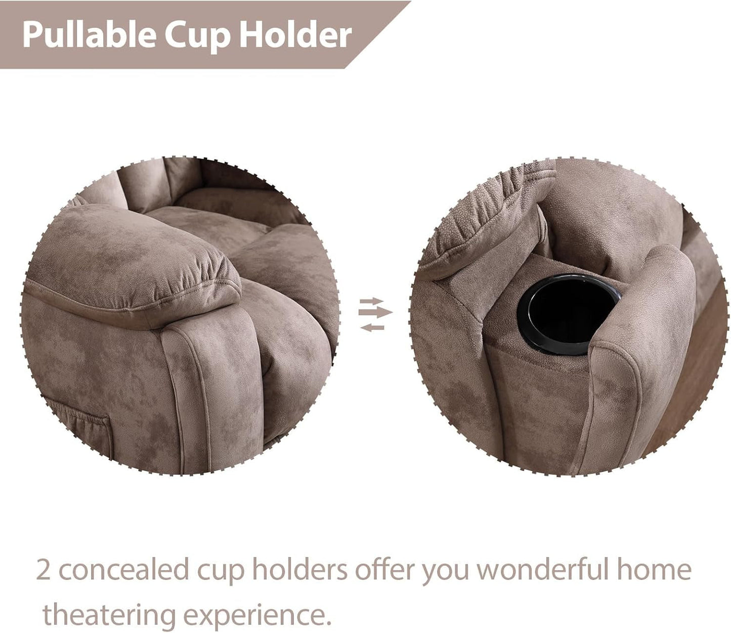 Light Brown ExtraWide Two Seat Manual Recliner Loveseat