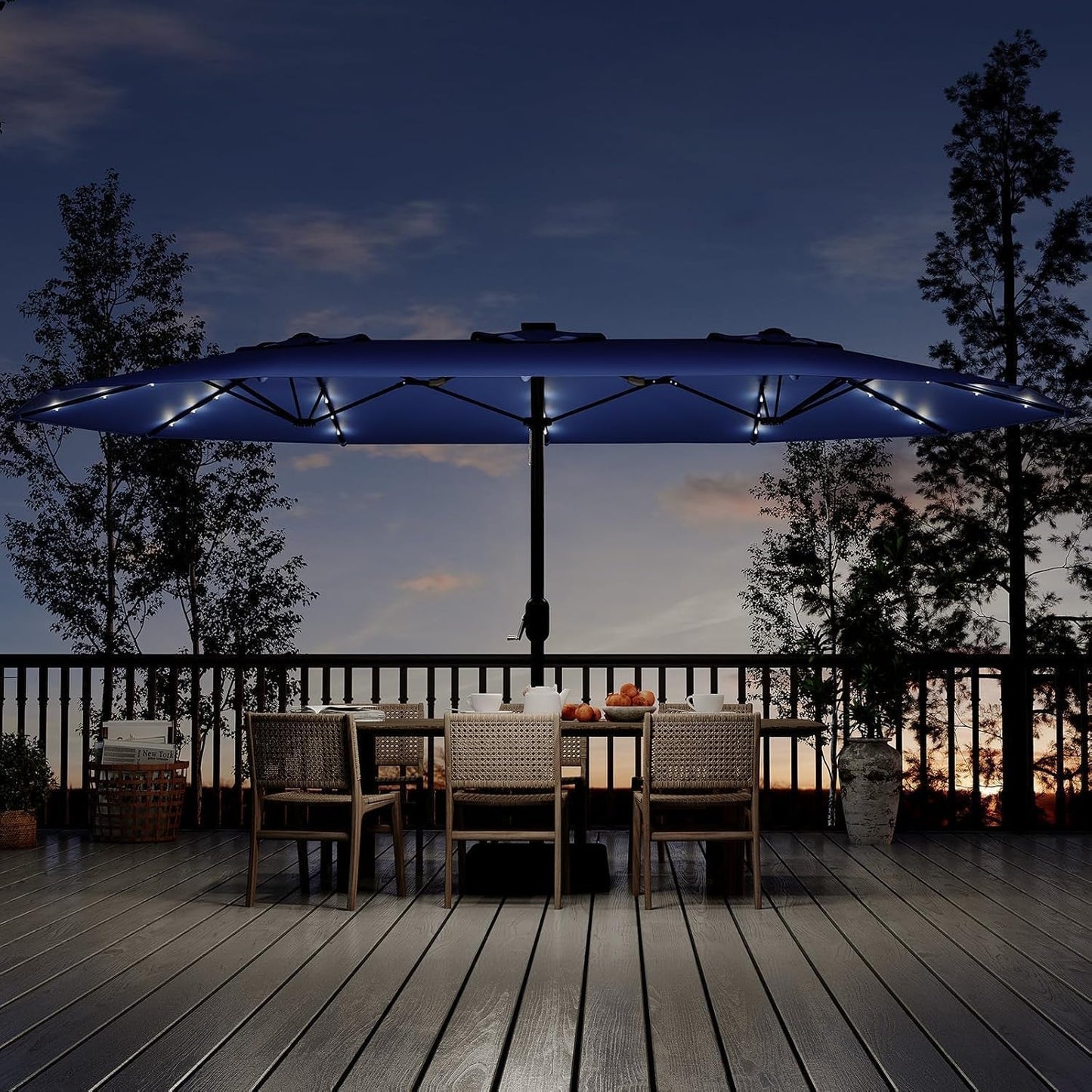 15FT Weatherproof Double Sided Outdoor Patio Umbrella