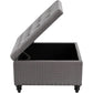 Grey Tufted Storage Ottoman Square For Living Room