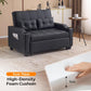 Black Leatherette Convertible Sleeper Sofa With USB