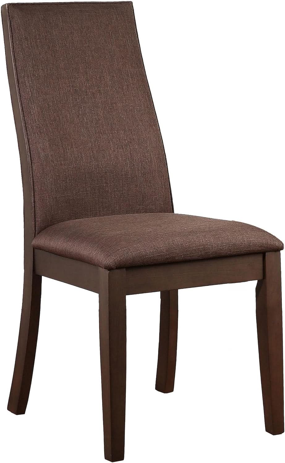 Chocolate Upholstered Ergonomic Dining Chairs Set 2