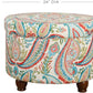 Large Upholstered Round Storage Ottoman Living Room