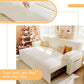 Sleeper Sofa Bed With Storage Chaise In White Boucle