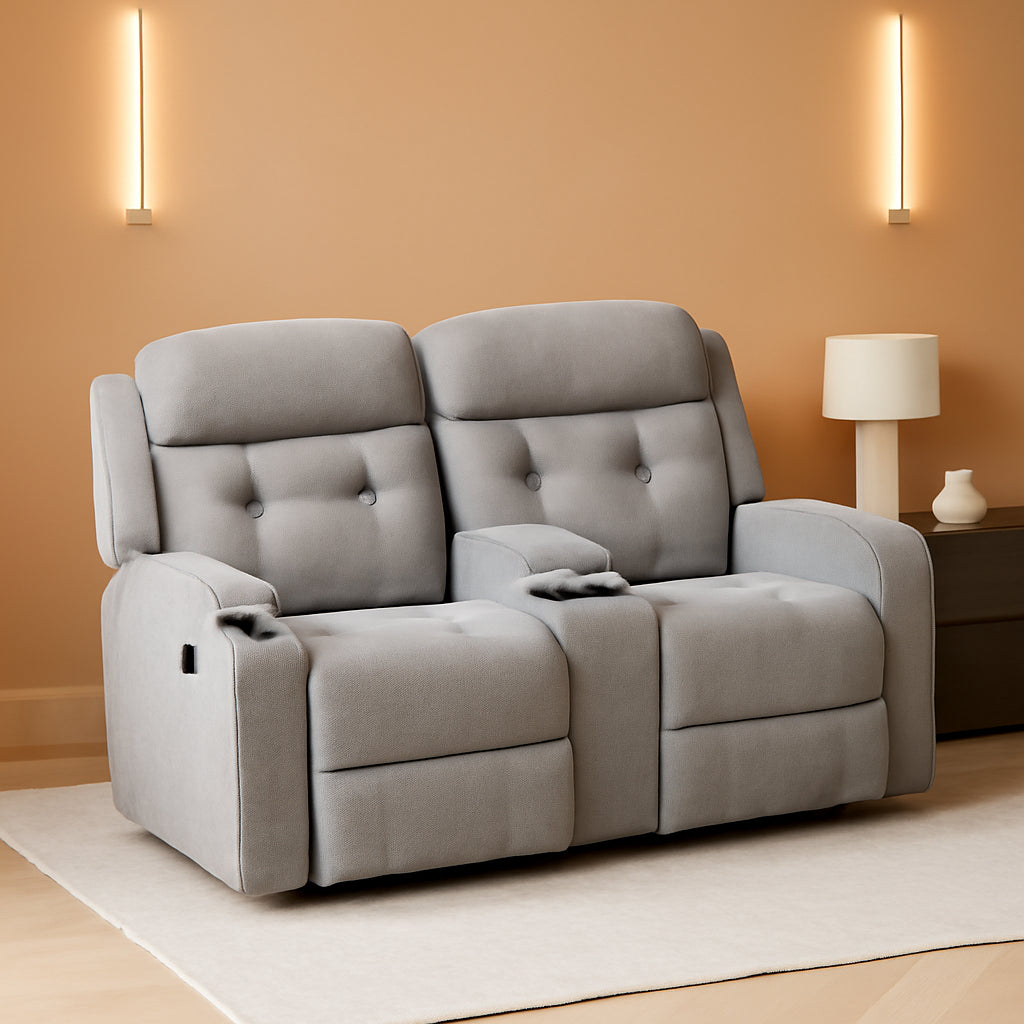 67 Inch Manual Loveseat Recliner Sofa With Cupholders