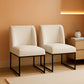 Beige Upholstered Dining Chairs Mid Back With Metal Legs 2