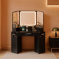 Charcoal Corner Vanity Desk With Crystallized Mirrors