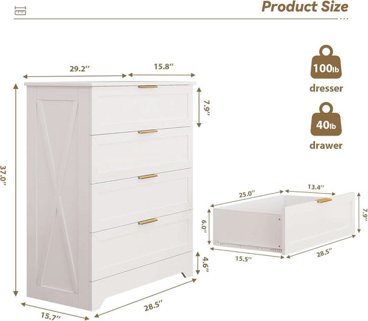 White Lofty Hardwood Dresser With Generous Drawers